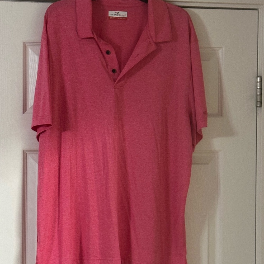 Men’s Grand Slam Performance Slim Fit Pink Short Sleeve Polo Shirt XXL